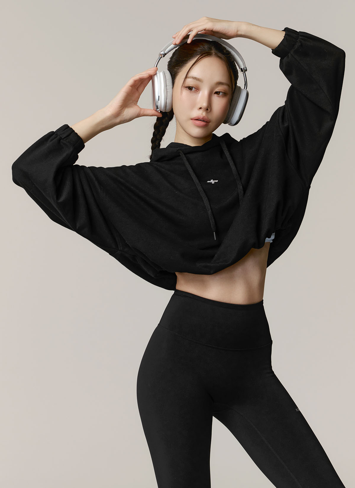Fine Cotton Loose Fit Crop Hoodie