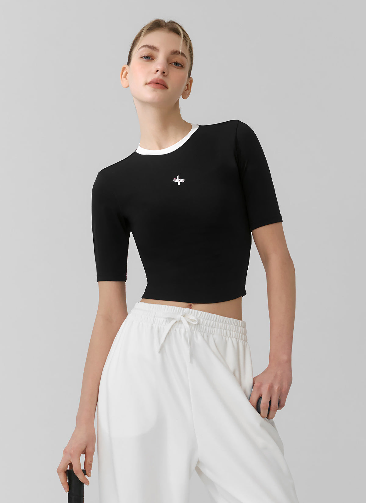 Sporty Logo Color Block Crop Top