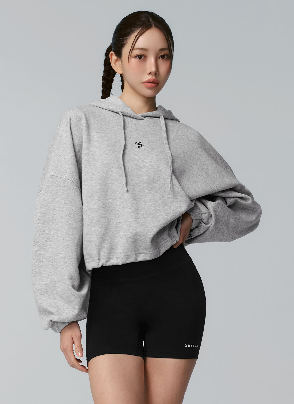 Fine Cotton Loose Fit Crop Hoodie