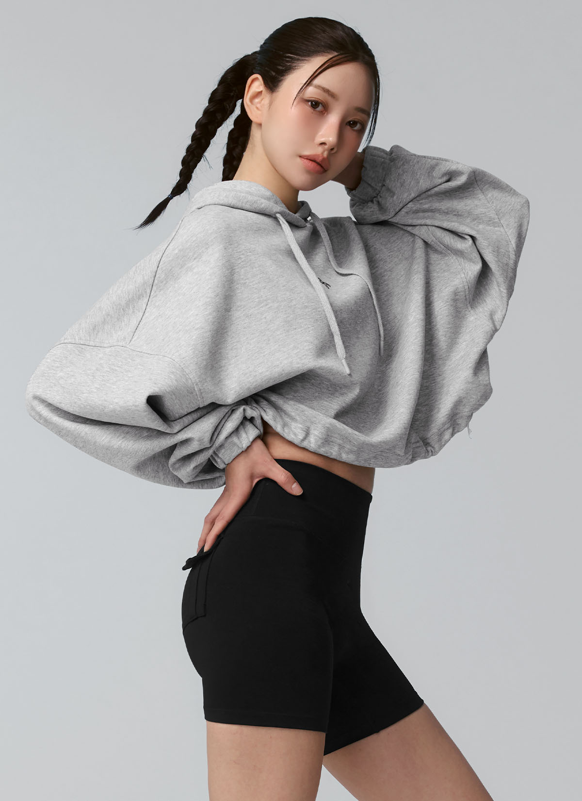 Fine Cotton Loose Fit Crop Hoodie