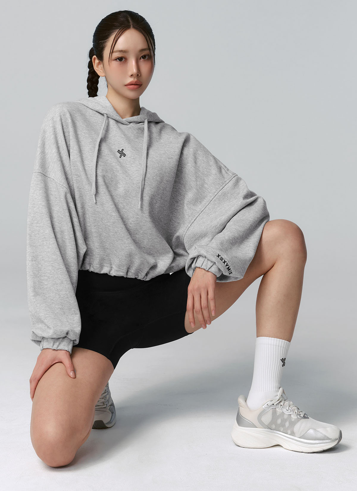Fine Cotton Loose Fit Crop Hoodie