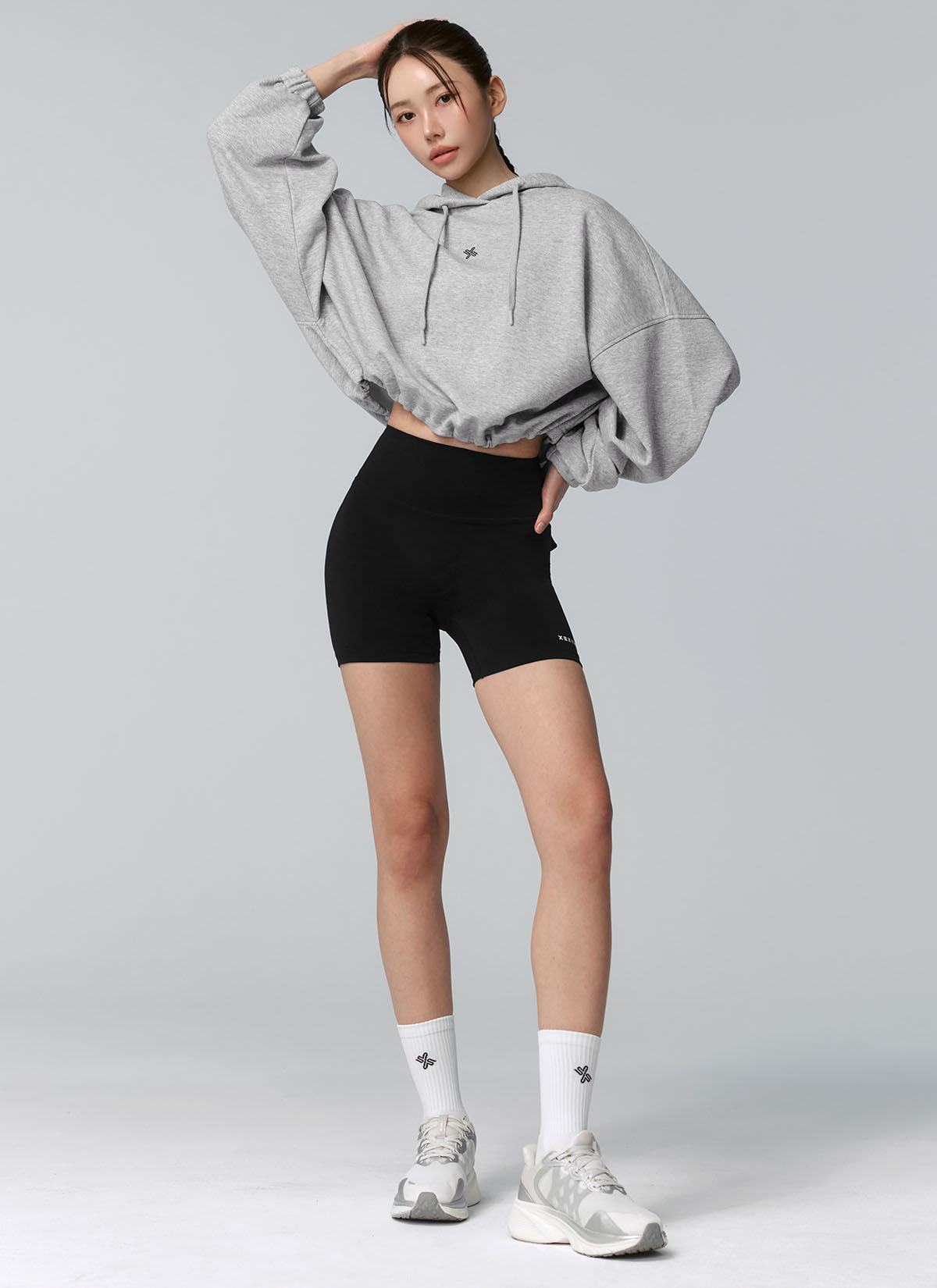 Fine Cotton Loose Fit Crop Hoodie