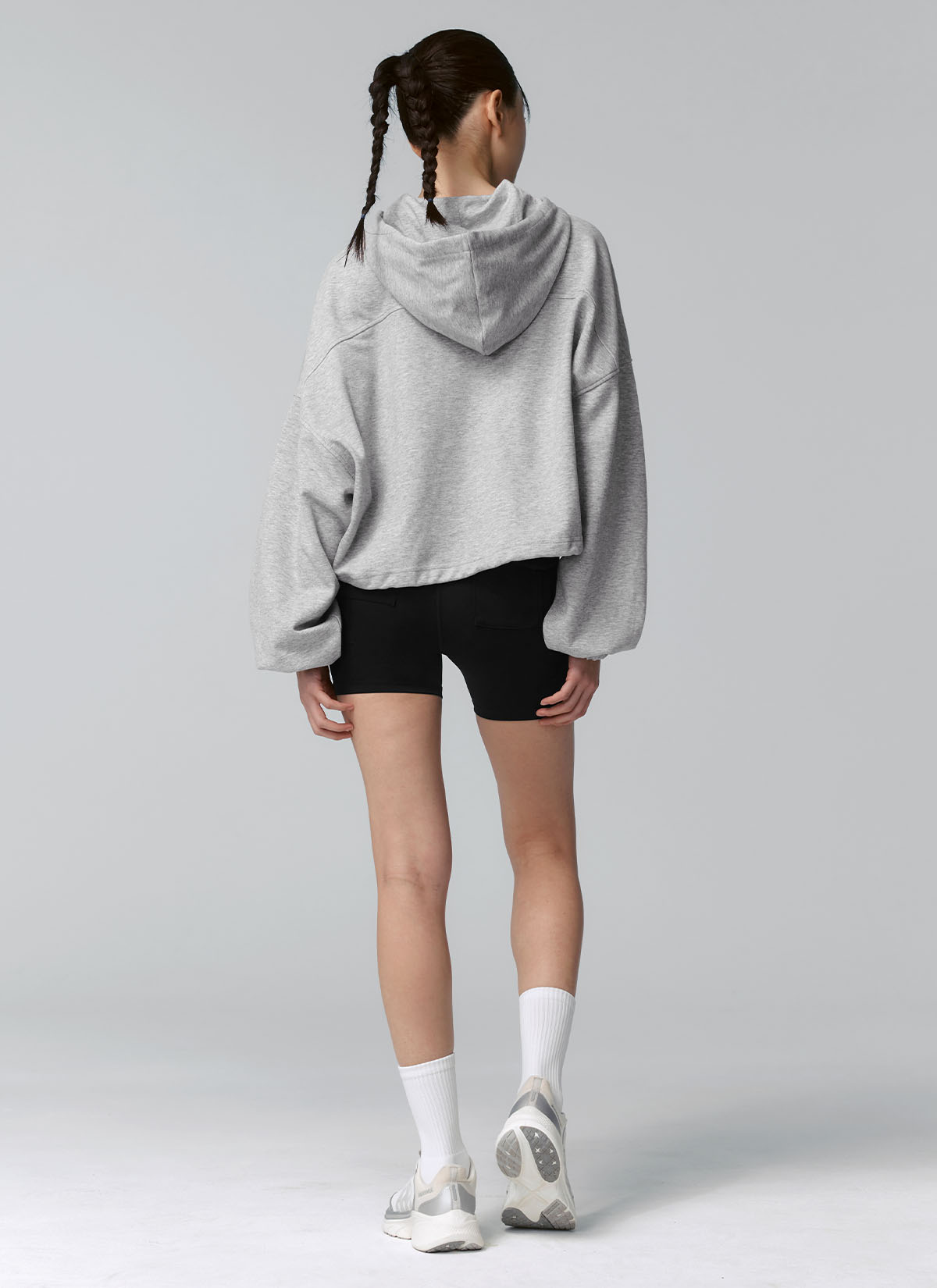 Fine Cotton Loose Fit Crop Hoodie
