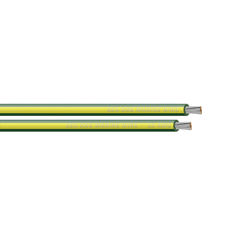 Sea-Dog 10 AWG Green/Yellow Stripe Primary Wire - 25' [8010140]