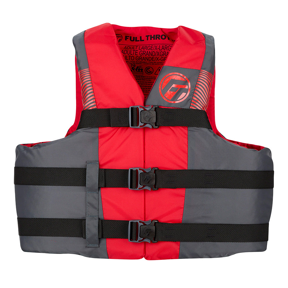 Full Throttle Adult Nylon Life Jacket - L/XL - Black/Red [112200-100-050-26]