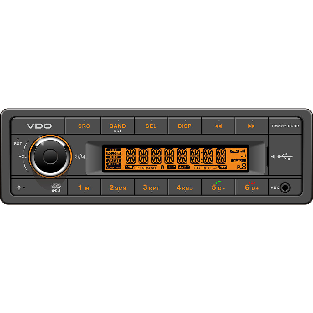VDO 12V Radio w/FM RDS Tuner MP3/WMA/USB/Bluetooth - Orange Illumination [TRW312UB-OR]