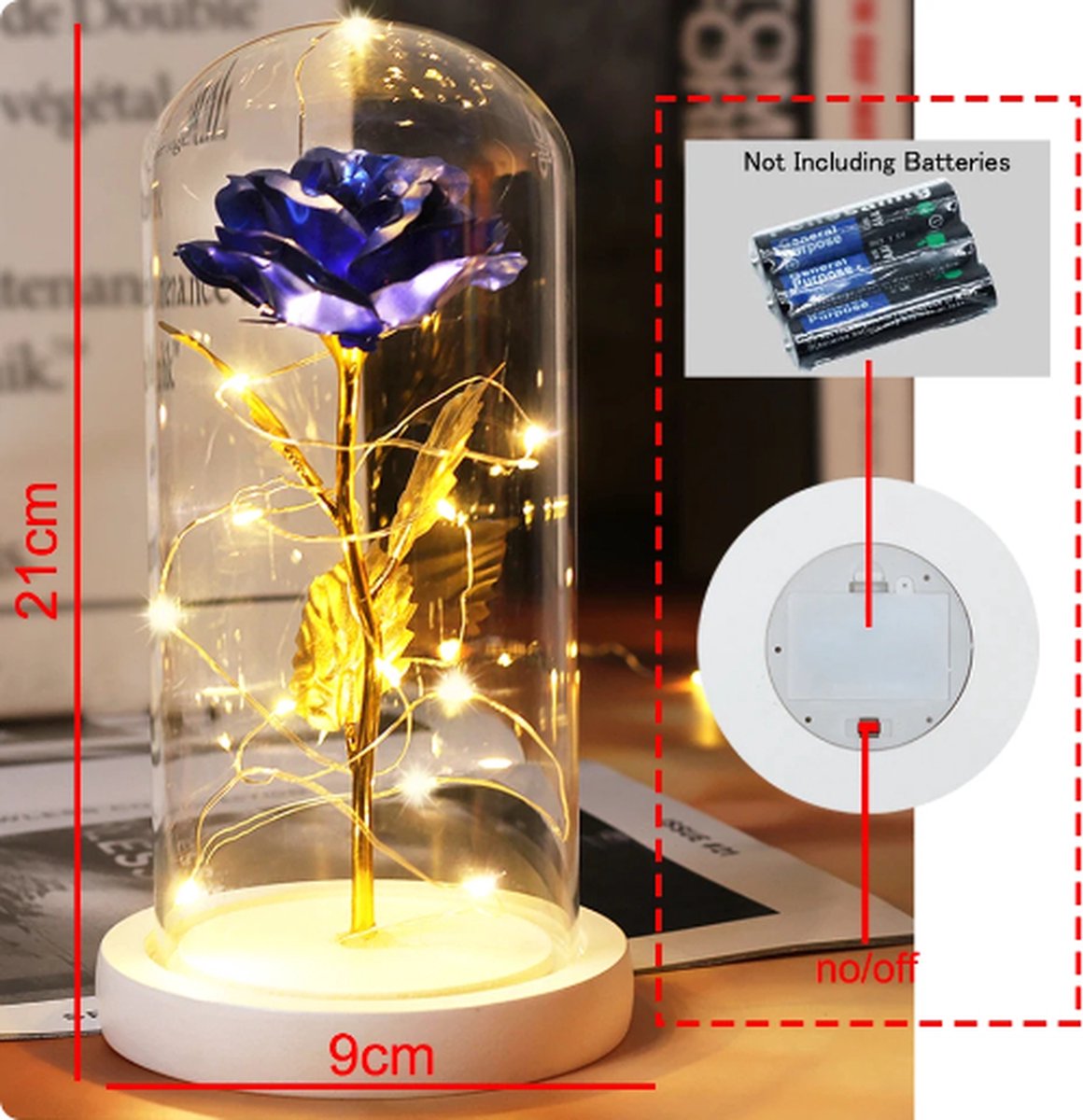 Beauty and the Beast Zijde Roos in Glas Stolp Rose Kunstroos Valentijn - Cadeau voor Vrouw - Vriendin - Mama - Oma - Valentijnsdag - Belle en het Beest - Glazen - Multicolor - 22CM