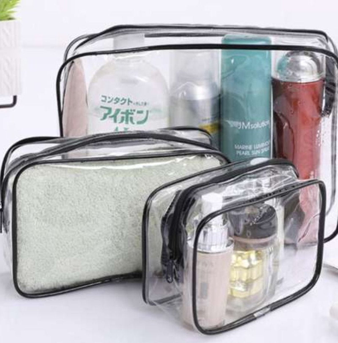 Beautylushh Doorzichtige Toilettas Set voor Toiletartikelen – Transparante Travel Organizer Bag 3-Pack