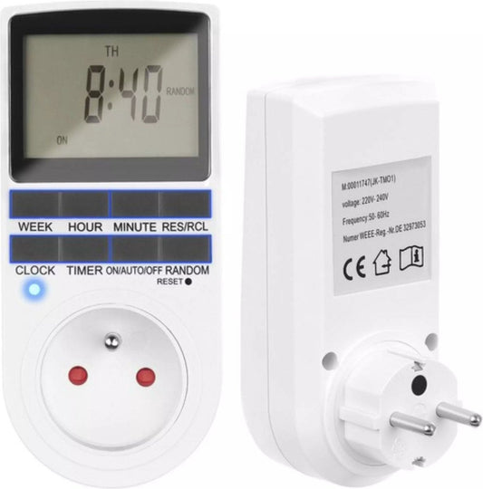 Ruhhy Tijdschakelaar aan/uit schakelaar - 16A - 230V/50Hz - Wit