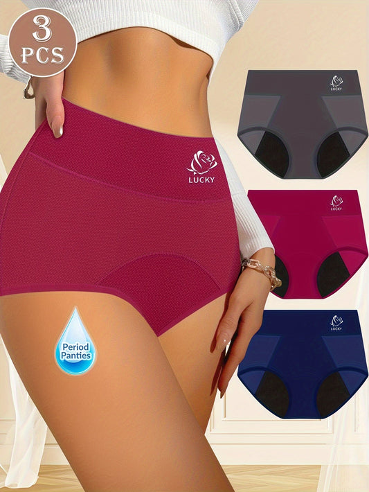 3pcs Women's Leakproof Period Panties, Mid-Rise TJR8W4C