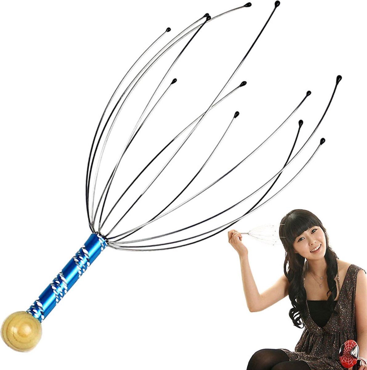 Hoofdmassage spin - 23 cm - Anti stress – Anti jeuk - Massage - kerstcadeau