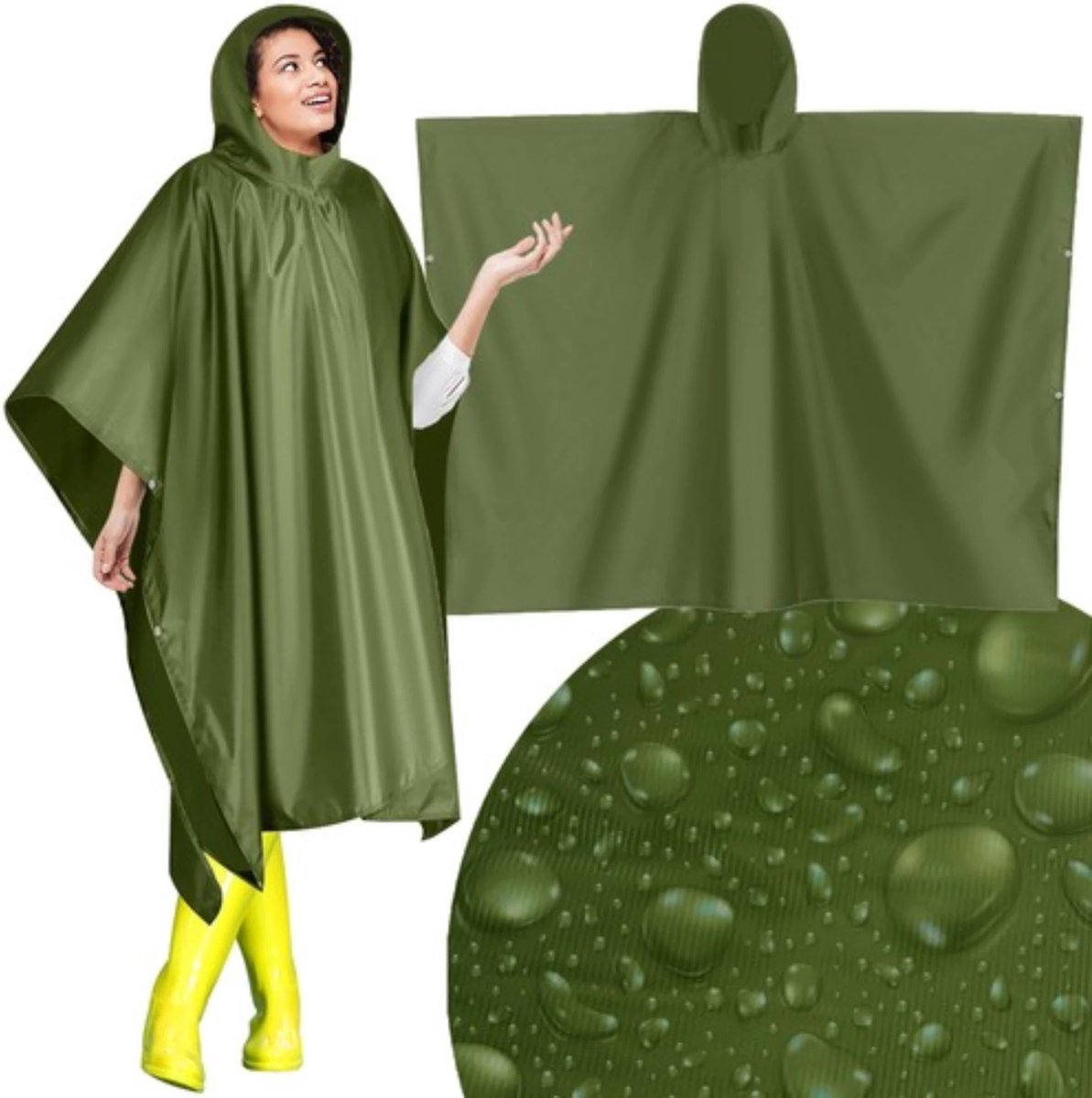 Trizand Regenponcho – Groene Waterdichte Poncho – Unisex en Duurzaam