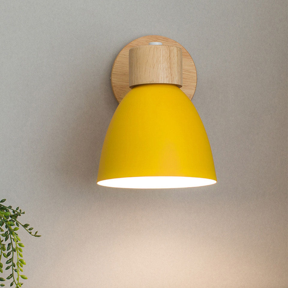 Minimalist Wooden Cone Wall Sconce LED Light With Conical Shade