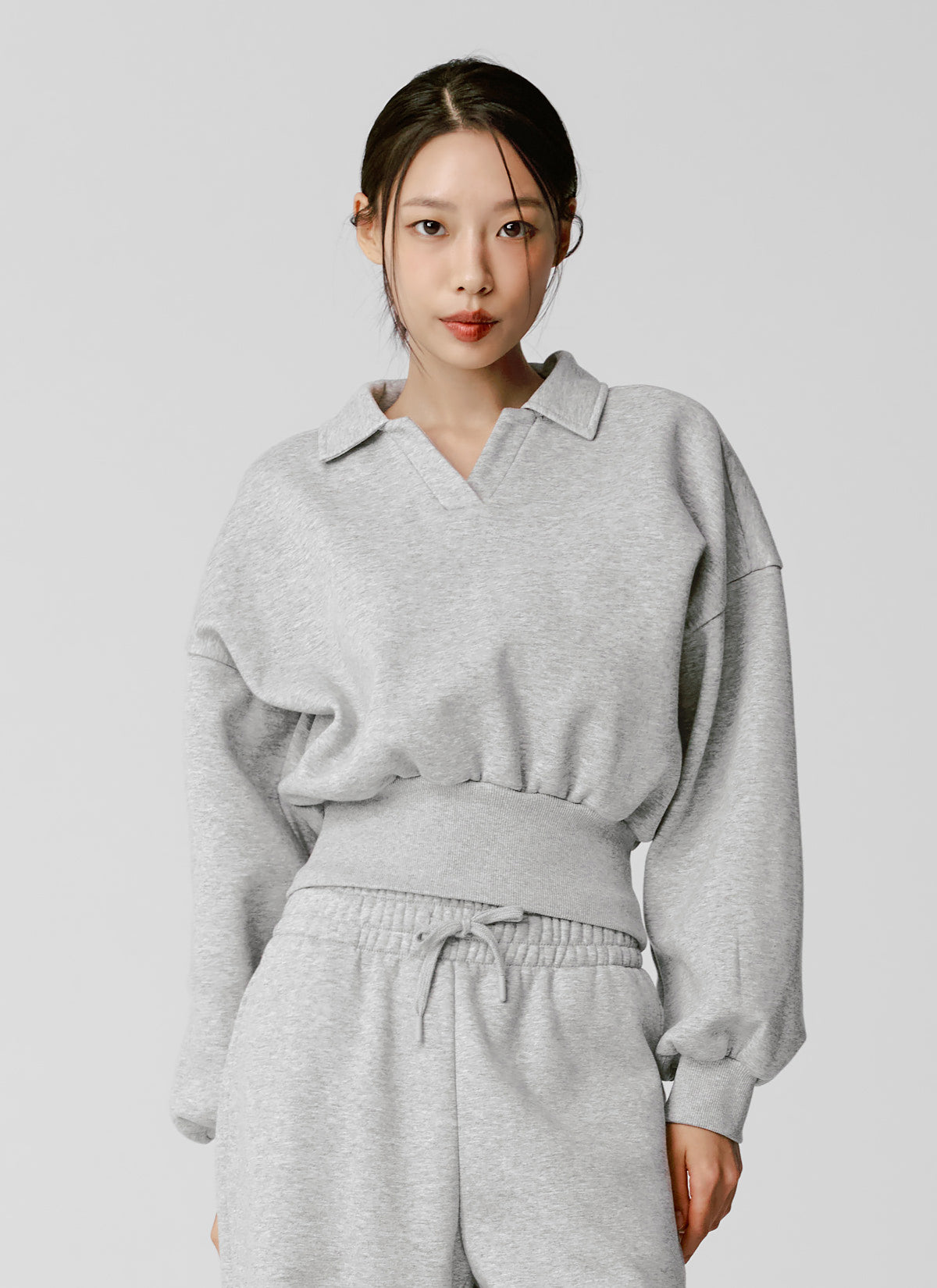 Fine Cotton Open Collar Sweatshirt