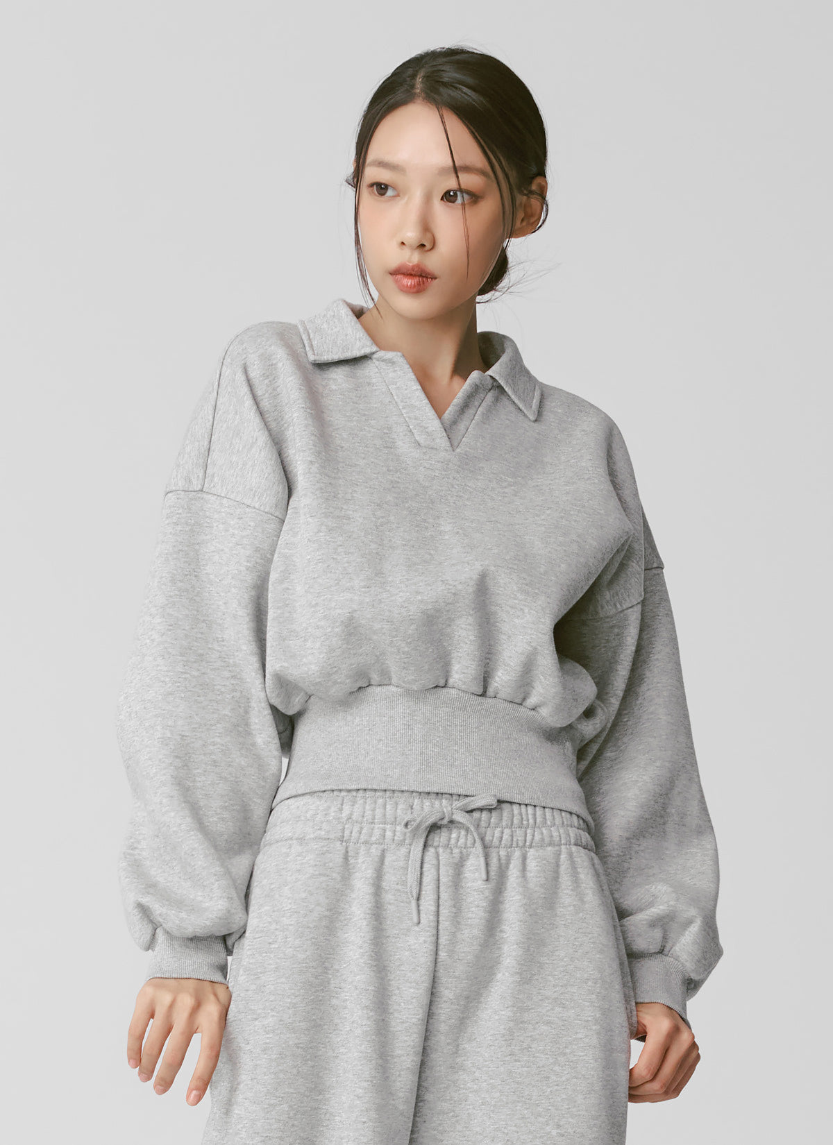 Fine Cotton Open Collar Sweatshirt