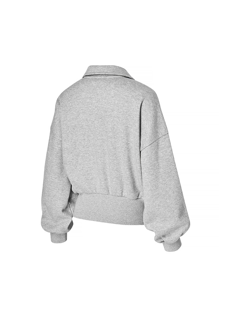 Fine Cotton Open Collar Sweatshirt