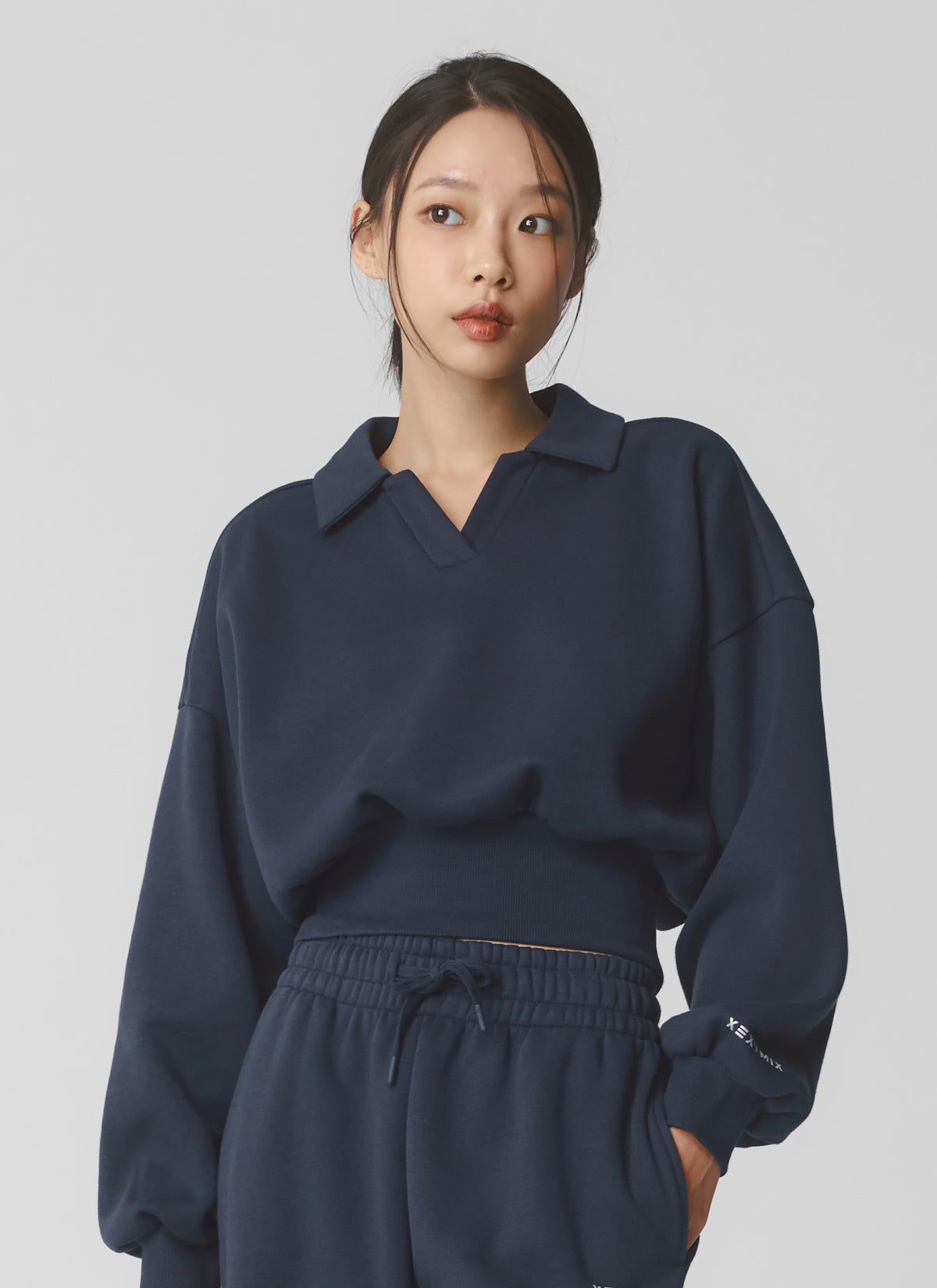 Fine Cotton Open Collar Sweatshirt