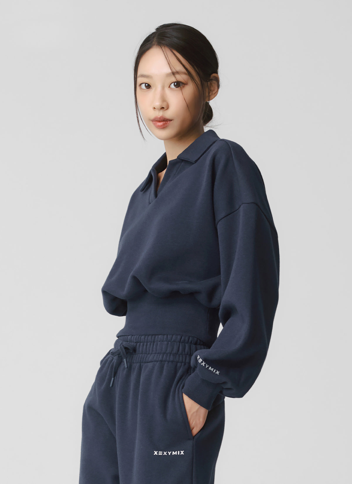 Fine Cotton Open Collar Sweatshirt