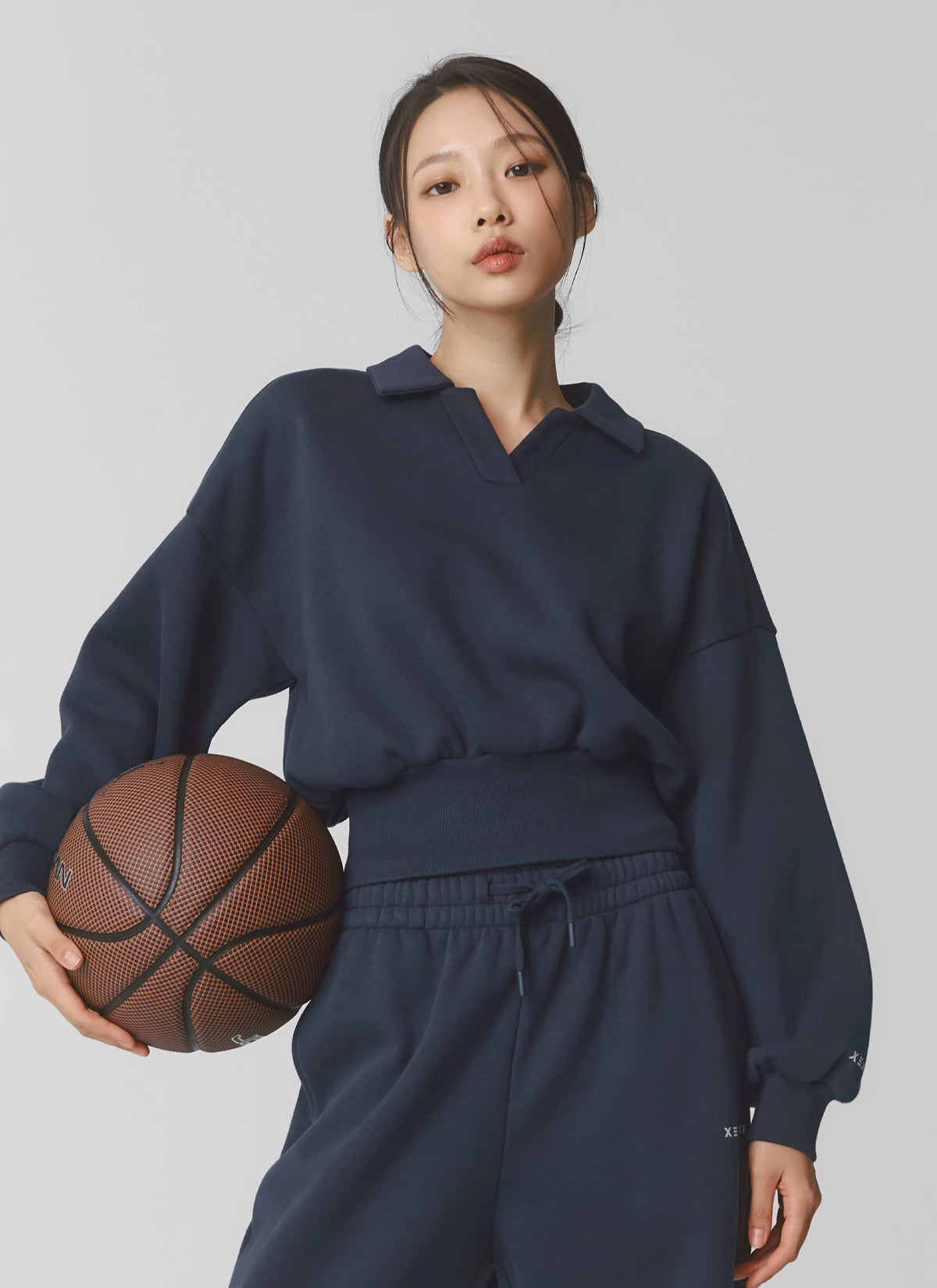 Fine Cotton Open Collar Sweatshirt