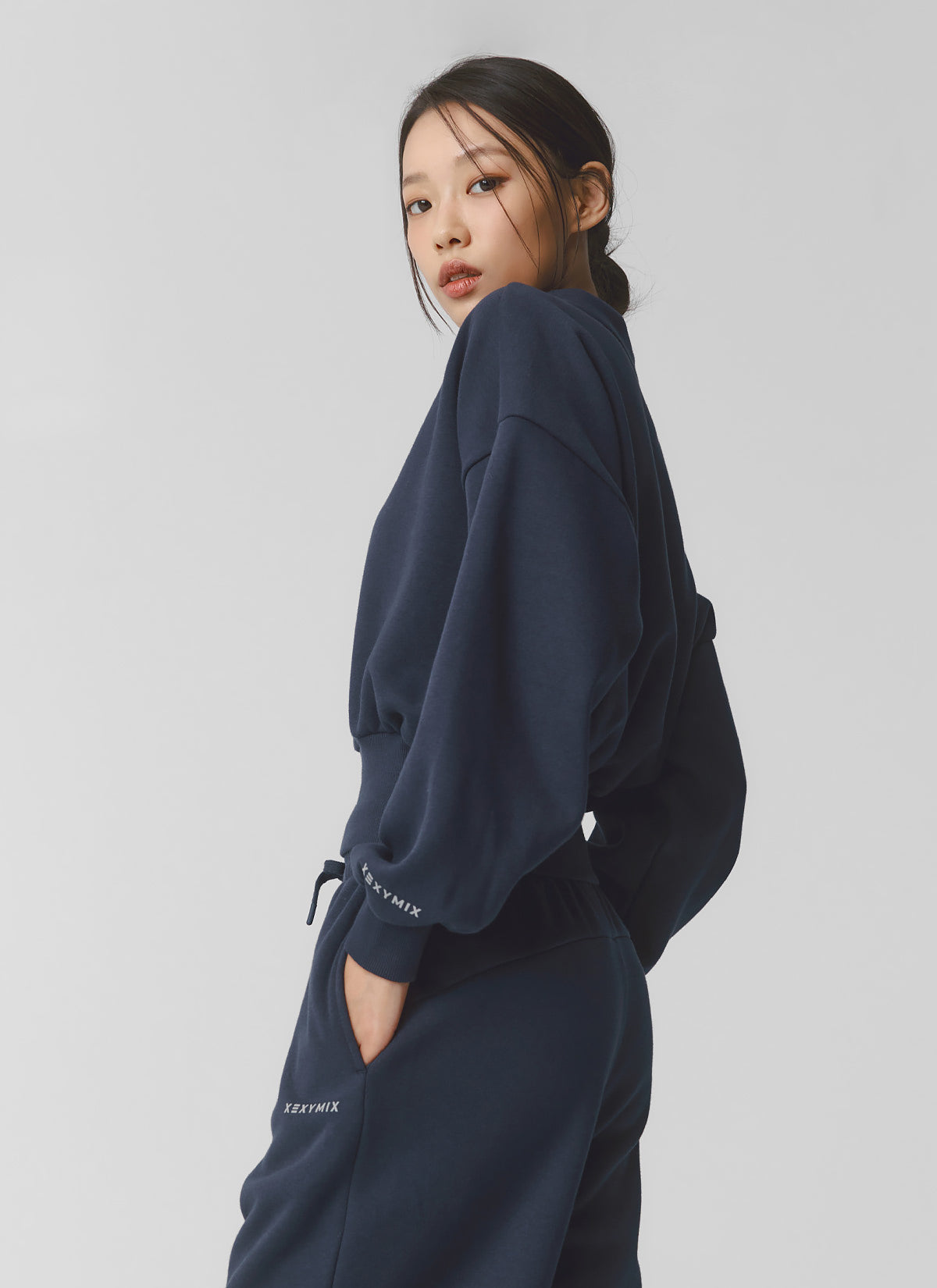 Fine Cotton Open Collar Sweatshirt