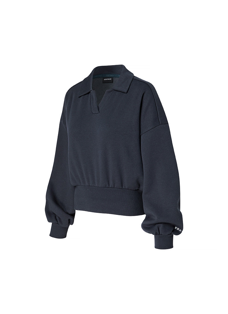 Fine Cotton Open Collar Sweatshirt