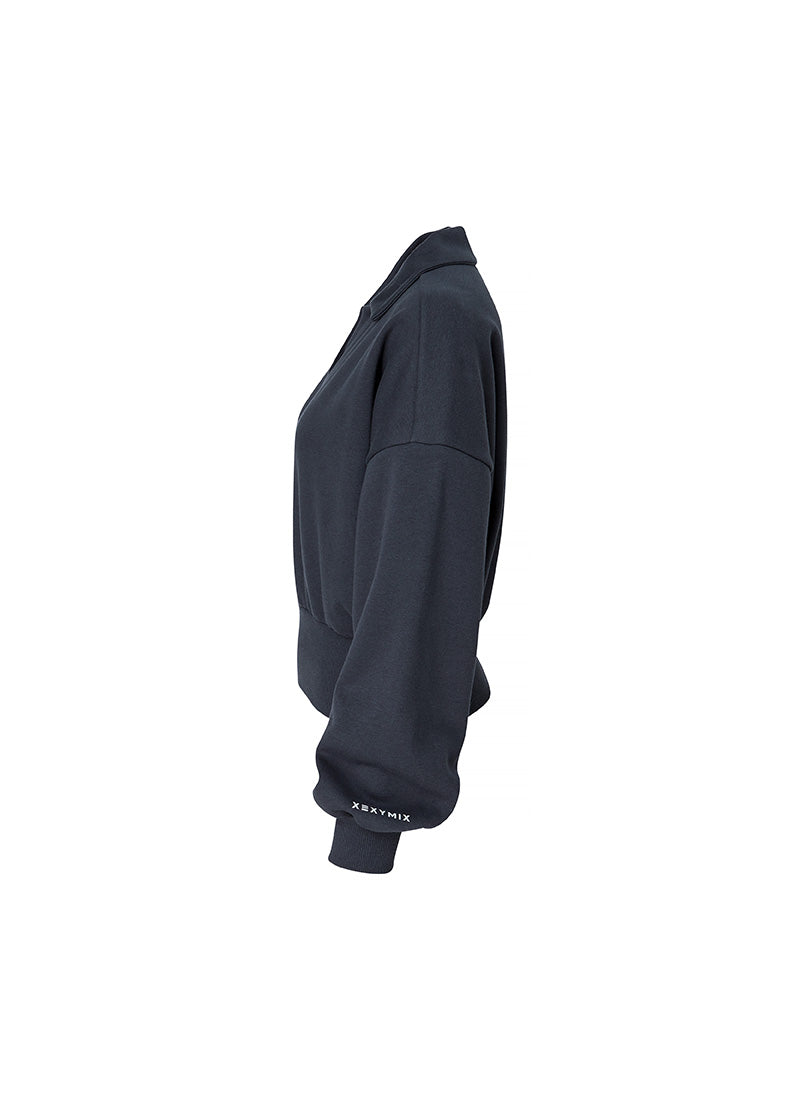 Fine Cotton Open Collar Sweatshirt