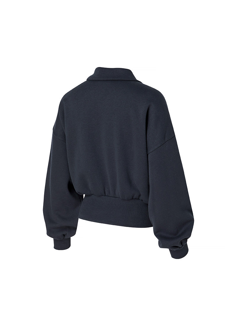 Fine Cotton Open Collar Sweatshirt
