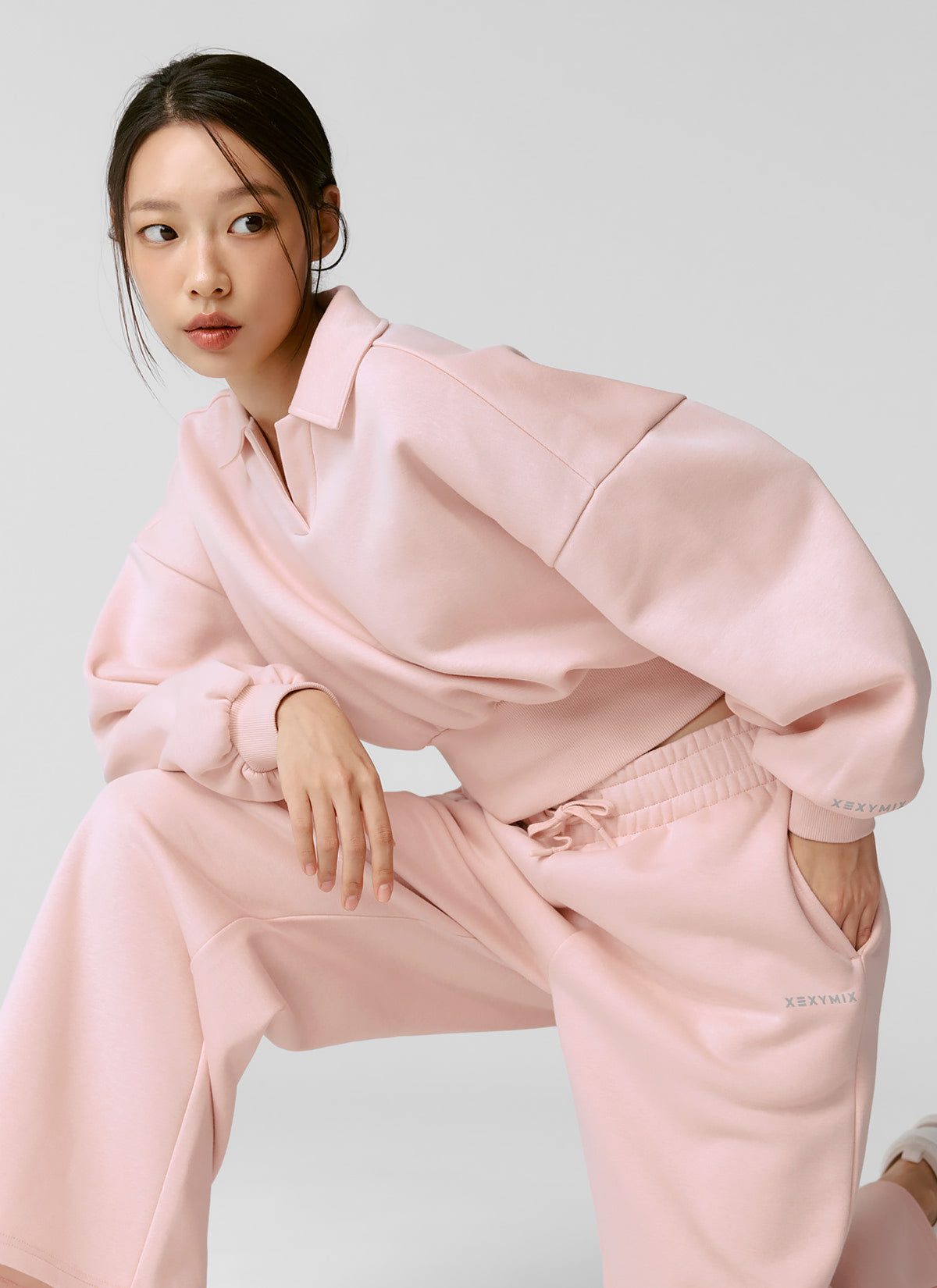 Fine Cotton Open Collar Sweatshirt