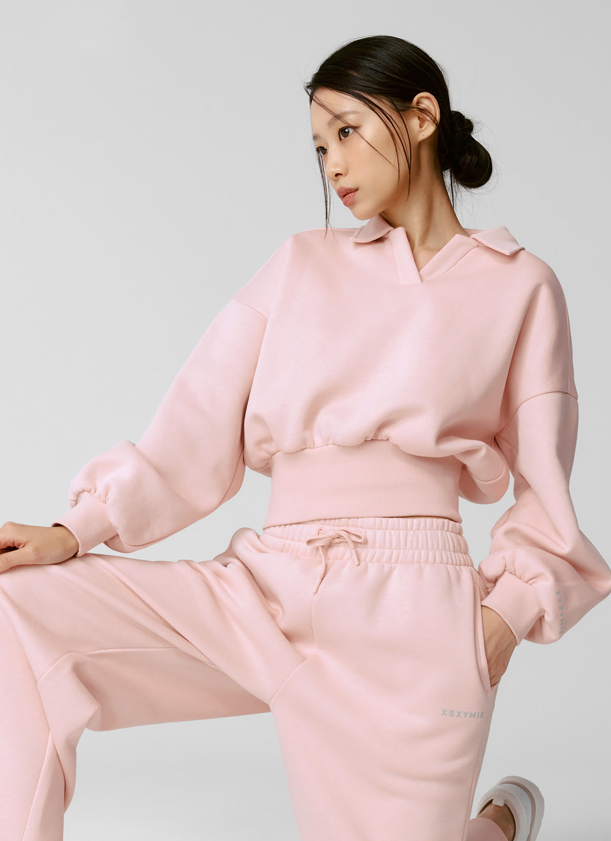 Fine Cotton Open Collar Sweatshirt