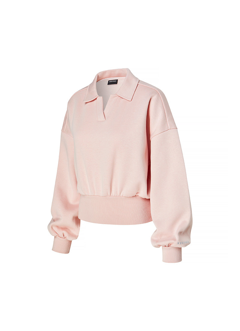 Fine Cotton Open Collar Sweatshirt