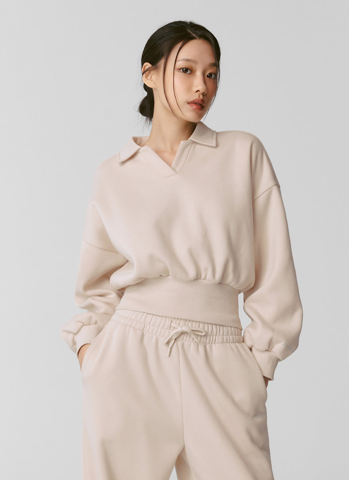 Fine Cotton Open Collar Sweatshirt