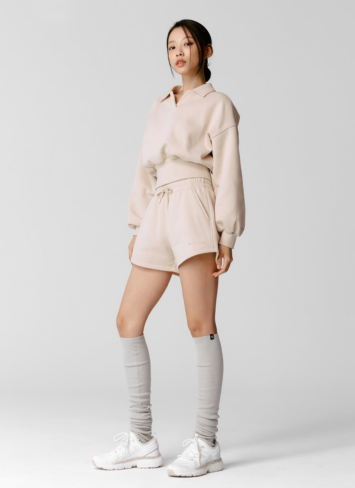 Fine Cotton Open Collar Sweatshirt