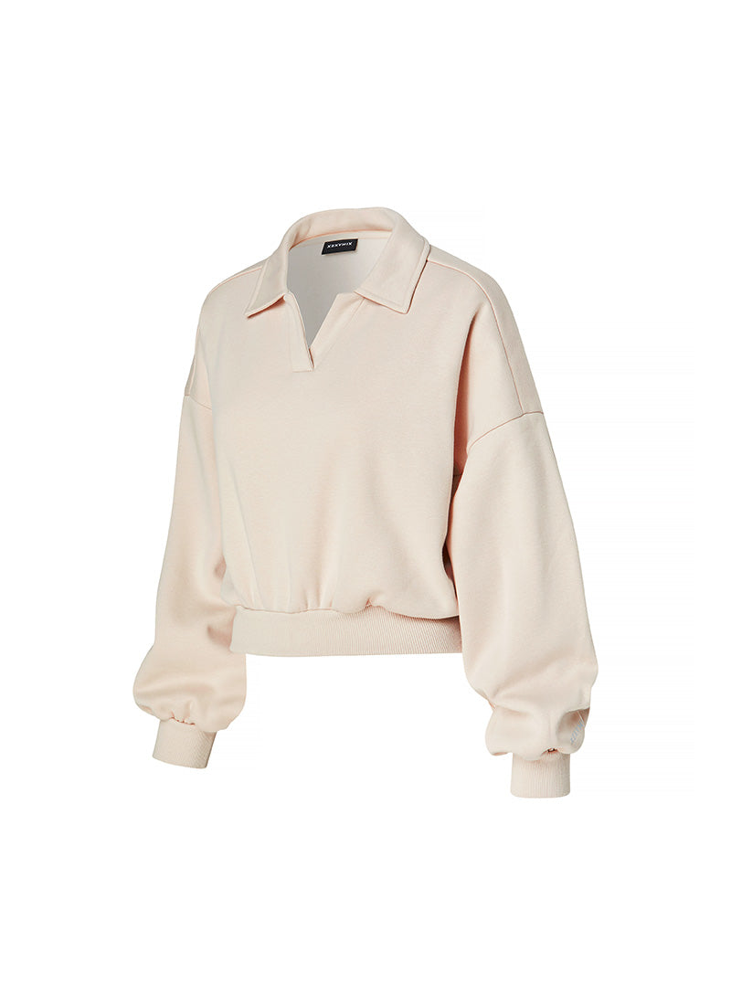 Fine Cotton Open Collar Sweatshirt