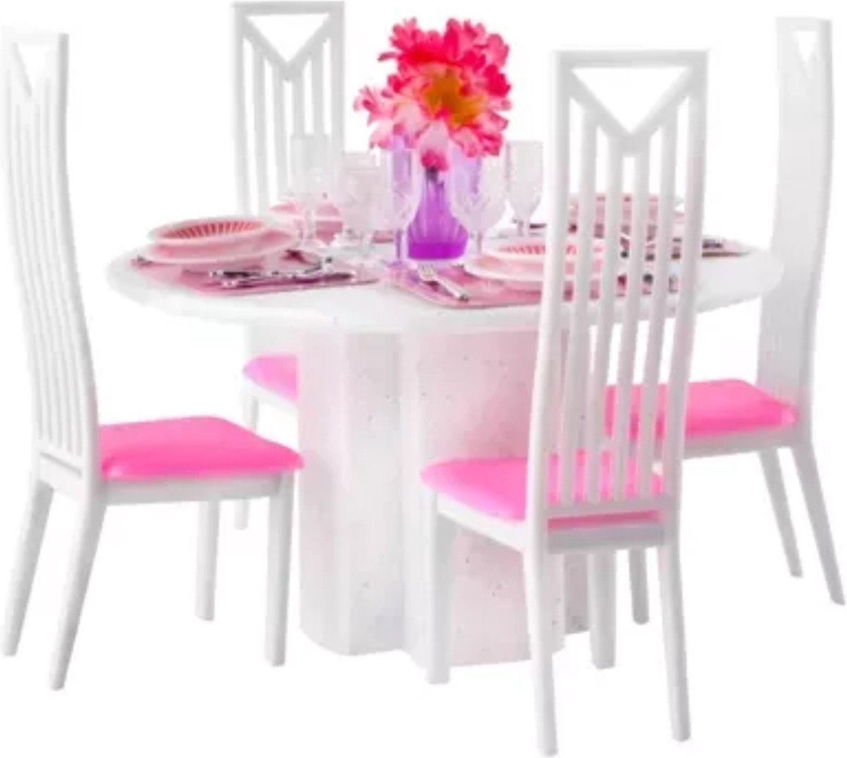 Ruhhy Grote Meubelset voor Poppenhuizen - Complete Set met Tafel, Stoelen, Servies & Meer