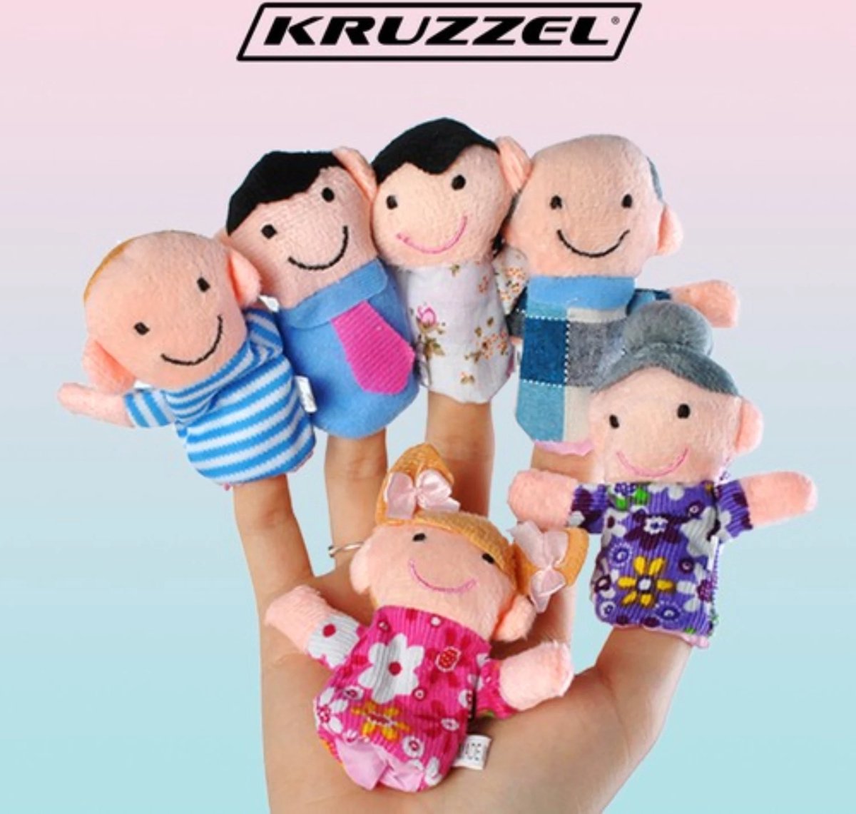 Kruzzel Handvaardigheid speelgoed - set van 6 vingerpoppen