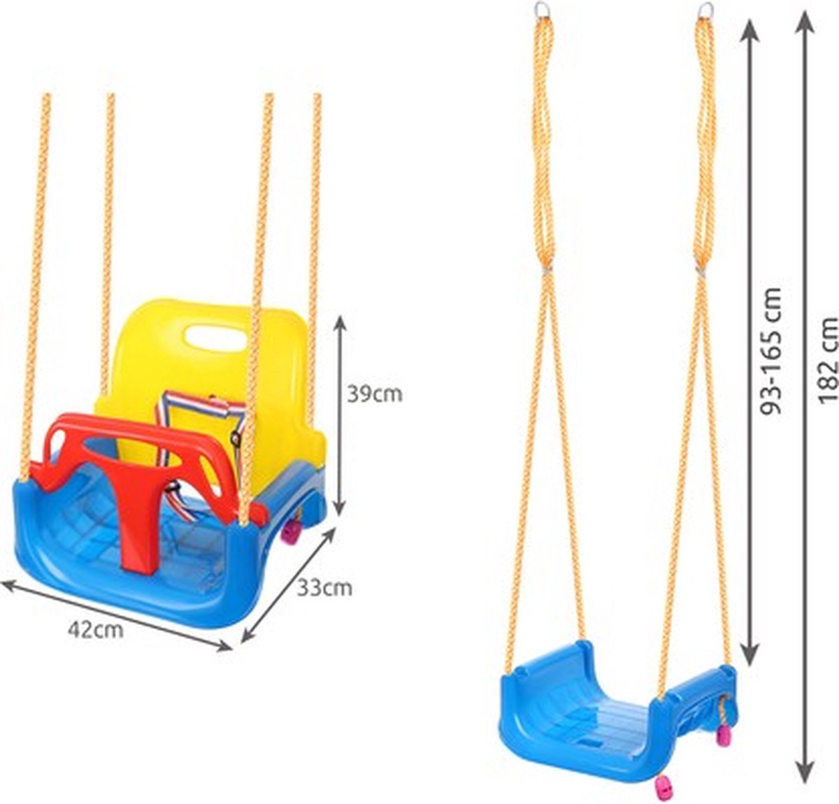 Kruzzel Meegroeiende Schommel voor Kinderen - Binnen en Buiten Gebruik