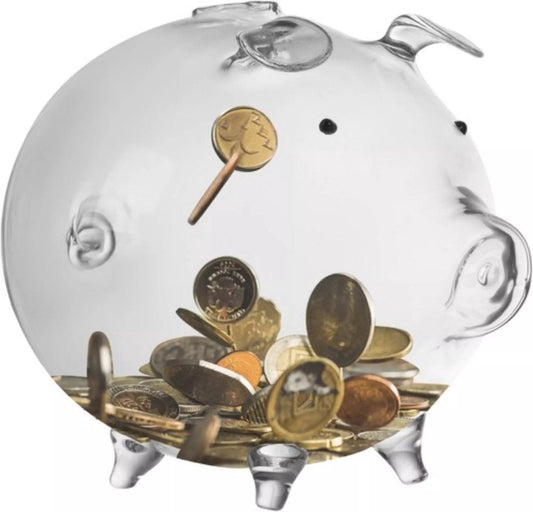 Glazen Spaarvarken - voor volwassenen en kleine kinderen - Groot - Spaarvarken Spaarpot - Glas - Hoge Kwaliteit - Cadeau