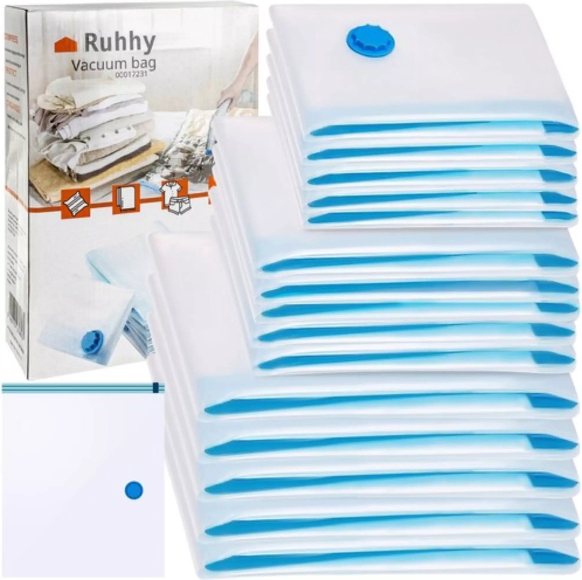 Vacuümzakken - Vacuümzakken kleding - Vacuümzakkenset 15 stuks - Vacuümzakken kleding herbruikbaar - Vacuümzakken kleding zonder pomp