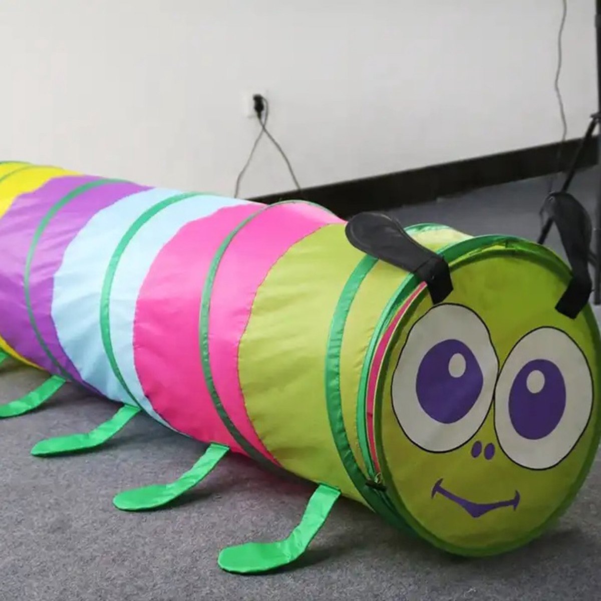 Speeltunnel met Deksel en Opbergtas - Kruiptunnel - Kinderspeelgoed/Binnenspeelgoed / Buitenspeelgoed - Rups - 180 x 45 cm