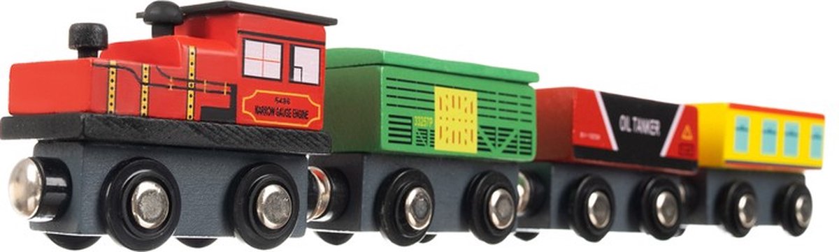 Houten Speelgoed trein - trein 12-delig - Kinderen Jongens Speelgoed - 33 x 20 x 3 cm Rood Multi