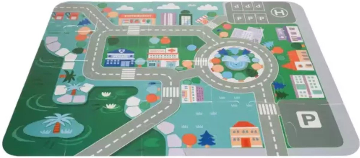 Kruzzel 100-delige Houten Blokken Set met Stadspuzzel - Leerzaam Speelplezier