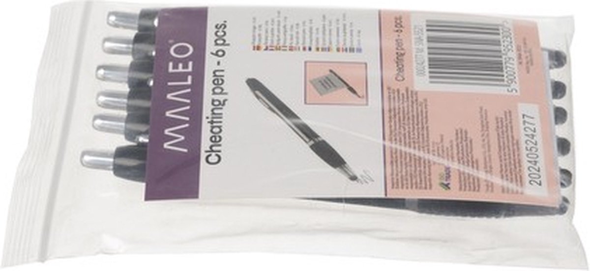 Set van 6 Pennen Met Uitschuifbare Notitie - Spiekpen - 3 x zwart + 3 x blauw