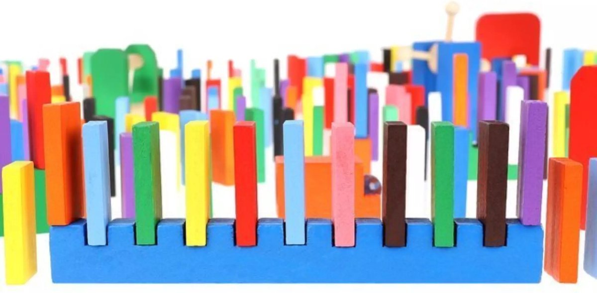 Extra Grote Domino Set van Hout - 1131 Delig met 1080 Domino Stenen & 45 Elementen - Vloerspel - voor Kinderen en Volwassenen - Verjaardag Cadeau Jongens en Meisjes