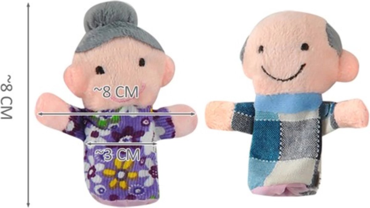 Kruzzel Handvaardigheid speelgoed - set van 6 vingerpoppen