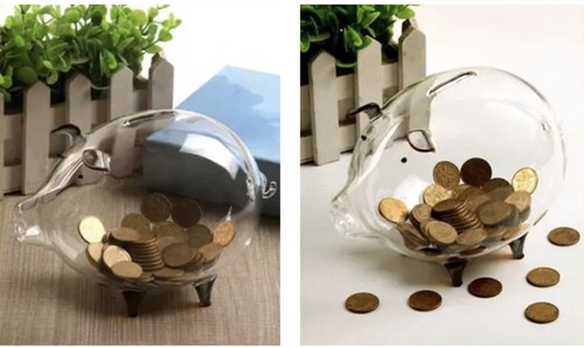 Glazen Spaarvarken - voor volwassenen en kleine kinderen - Groot - Spaarvarken Spaarpot - Glas - Hoge Kwaliteit - Cadeau