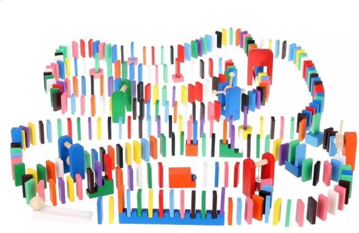 Extra Grote Domino Set van Hout - 1131 Delig met 1080 Domino Stenen & 45 Elementen - Vloerspel - voor Kinderen en Volwassenen - Verjaardag Cadeau Jongens en Meisjes