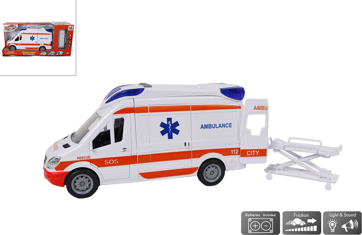 Toys Amsterdam Ambulance Junior 27 Cm Wit 2-delig