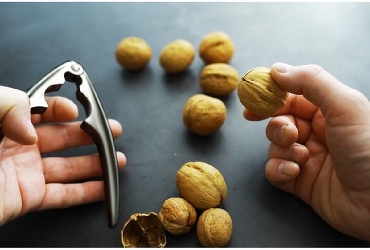 Ruhhy Stalen Notenkraker met Softgrip - Ideaal voor Walnoten & Hazelnoten