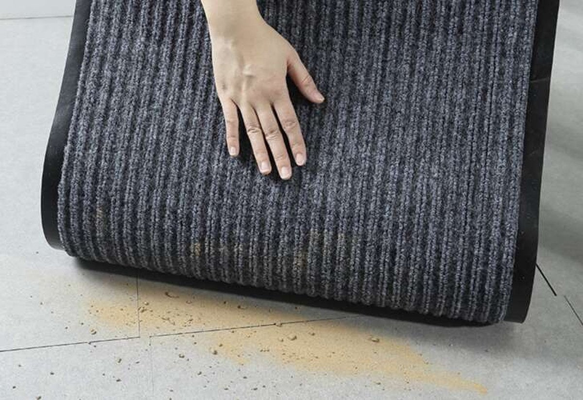 Ruhhy Deurmat 60X90 cm - Antislip en Veilig - Perfect voor Binnen en Buiten - Grijs Zwart