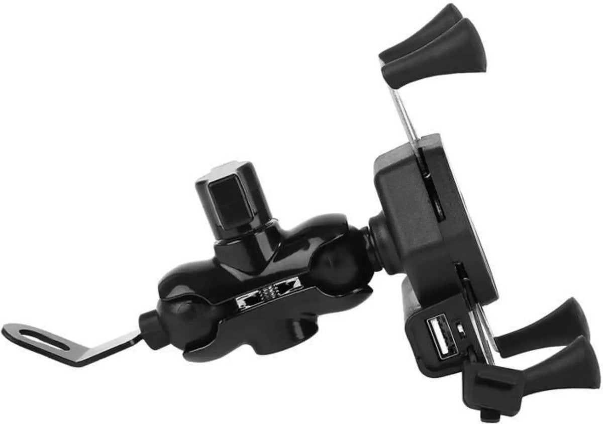Motorfiets Telefoonhouder - Scooter Telefoonhouder - Mobiele Telefoon Houder Met USB Oplader Voor Op de Motor - Voor op de Brommer - Voor op de Scooter - GPS - Telefoonhouder Motorfiets Motorlader 3D 8685